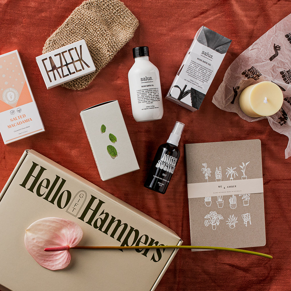 Same day gift hamper delivery Australia | Self care pamper hampers delivered Australia wide | hello Gift Hampers Australia | Australia's best gift hampers