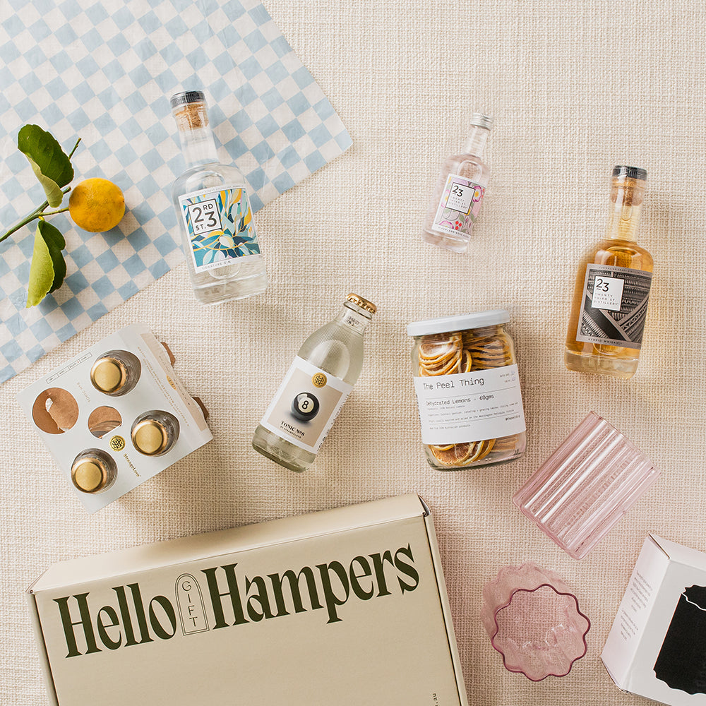 Celebration Gift Hampers Australia | Hello Gift Hampers Australia | Cocktails at home DIY gift hamper | Anniversary Celebration Gift Hamper | Graduation Celebration Gift Hamper Australia
