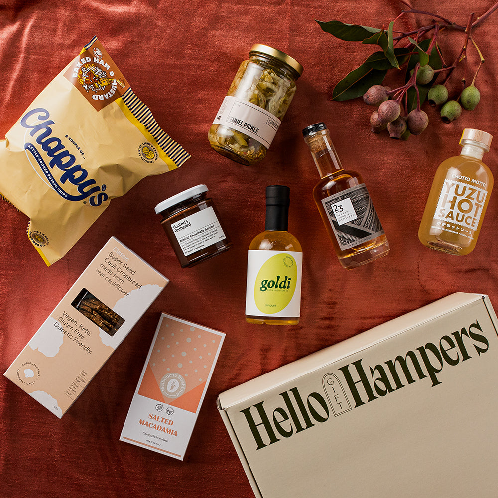 Gourmet Small Batch Produce Gift Hampers | Hello Gift Hampers Australia | Alcohol Gift Hamper Delivery Australia